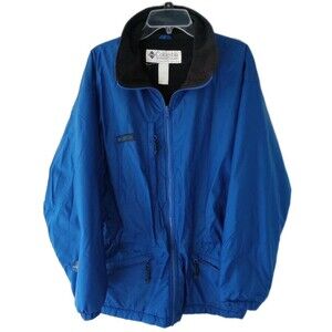 Columbia Mens Large Vintage 90s Ski Coat Jacket Solid Blue DAMAGED